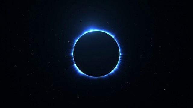 蓝色日食与光线在星空环视频素材