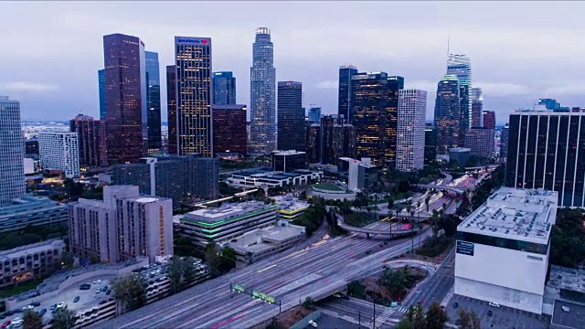 洛杉矶市中心空中延时视频素材
