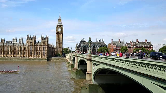 伦敦天际线和威斯敏斯特桥，时光流逝视频下载