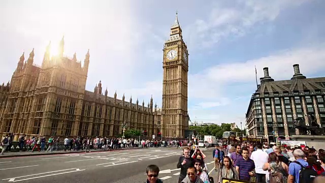 伦敦地平线和威斯敏斯特桥，时间流逝视频下载