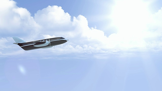 飞机在云前面的天空中飞行视频素材