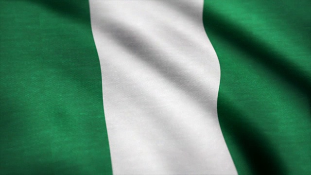 尼日利亚国旗动画。尼日利亚国旗迎风飘扬视频下载