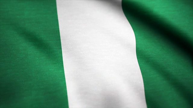 尼日利亚国旗动画。尼日利亚国旗迎风飘扬视频下载