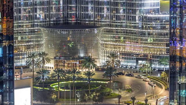 迪拜市中心夜间空中延时视频下载