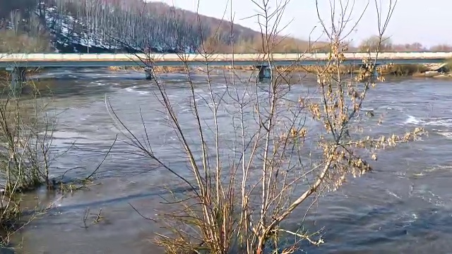风景在俄罗斯的早春，雪融化后视频下载