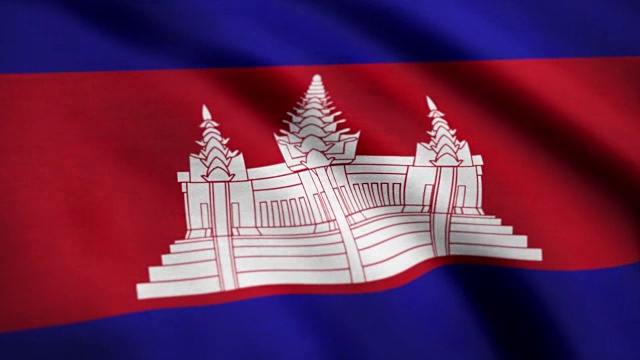 动画柬埔寨国旗-无缝循环。柬埔寨国旗。背景无缝循环动画。4K高清视频。柬埔寨国旗。背景无缝循环动画视频下载