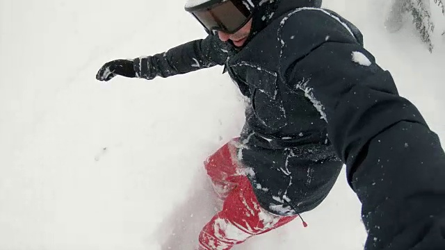 滑雪板自拍雕刻粉慢动作4K视频下载