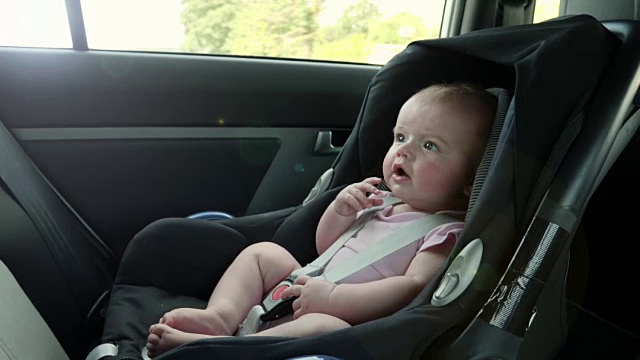 4K:婴儿在后座上旅行视频素材