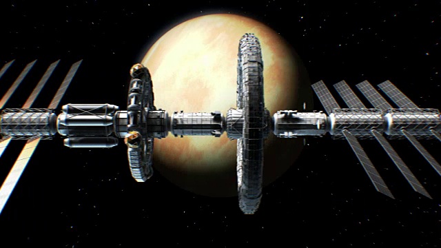 科幻星际飞船上的金星背景视频素材