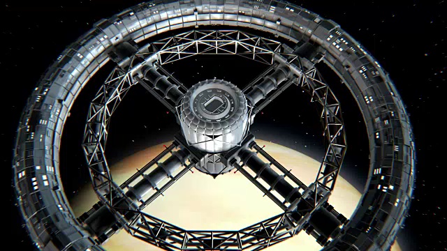 以金星为背景的圆形空间站视频下载