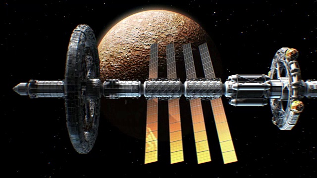 科幻星际飞船水星背景视频下载
