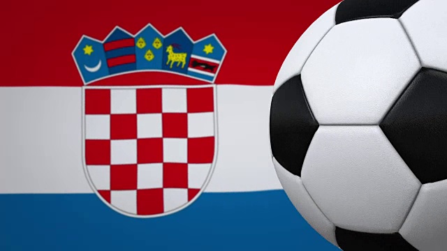 足球环克罗地亚国旗的背景视频下载