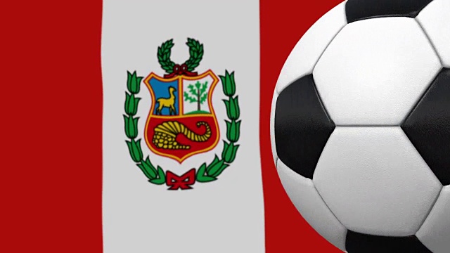足球环与秘鲁国旗的背景视频下载