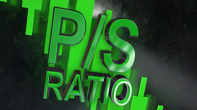P/S比率，价格与销售比率或PSR 3D标题动画股票市场视频下载