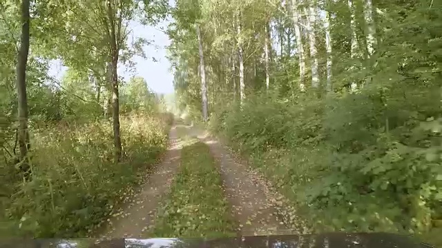 汽车在泥泞的森林道路上行驶视频素材
