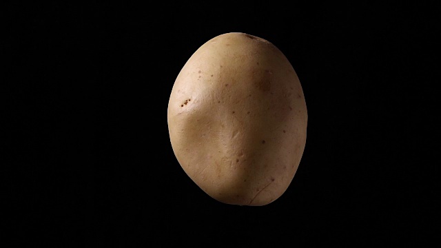白色土豆旋转在黑色的背景视频素材