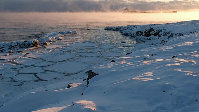 苏必利尔湖上的冬天视频下载
