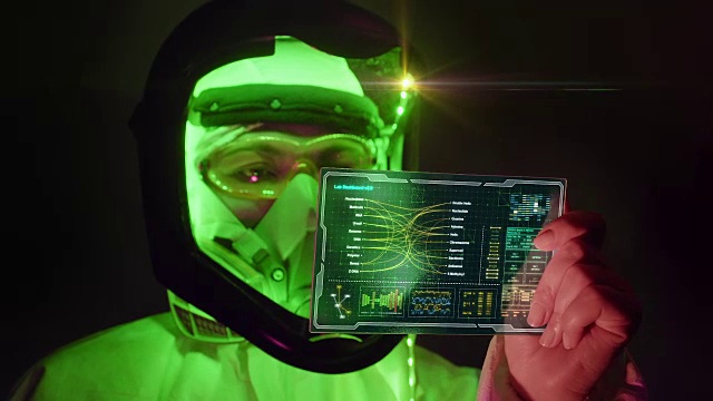 未来科学家使用平板电脑的3D动画视频素材