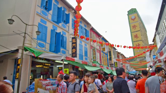 中国新年在新加坡华埠和旅客享受旅游视频素材