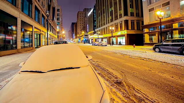 密尔沃基，积雪覆盖了街道视频素材