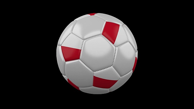 足球与波兰国旗颜色旋转透明背景，3d渲染，preres 4444阿尔法通道，循环视频素材