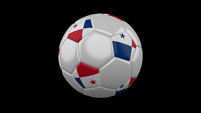 足球与巴拿马国旗颜色旋转透明背景，3d渲染，preres 4444阿尔法通道，循环视频素材