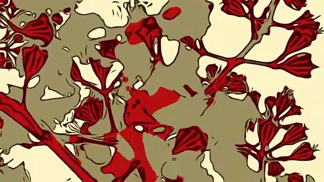动画卡通，树上的花随风摇摆视频下载