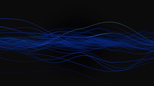 彩色抽象波浪粒子线在黑暗的背景视频下载