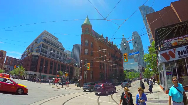 加拿大多伦多:古德汉大厦，广角(又称熨斗大厦)视频素材