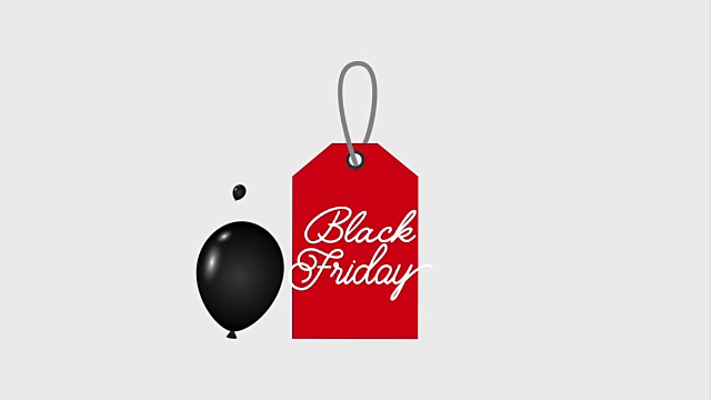 红色标签销售黑色星期五黑色闪亮气球黑色星期五动画高清视频下载
