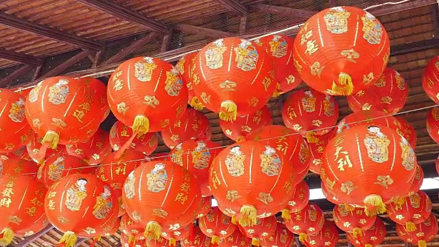 中国传统的丝绸红灯笼视频下载