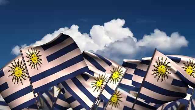 挥舞着乌拉圭国旗视频下载