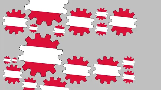 奥地利国旗齿轮塑造欧元符号视频下载