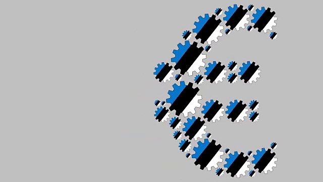 爱沙尼亚国旗齿轮塑造欧元符号视频下载