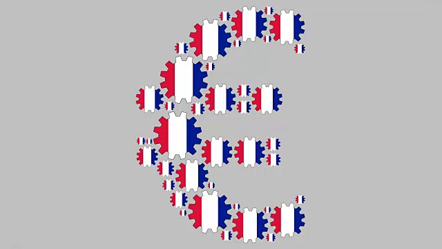 法国国旗齿轮塑造欧元符号视频素材