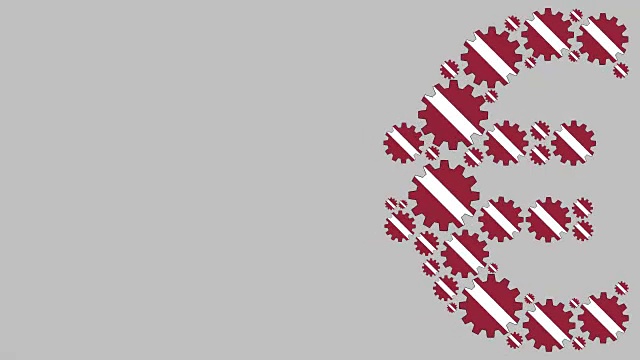 拉脱维亚国旗齿轮塑造欧元符号视频素材