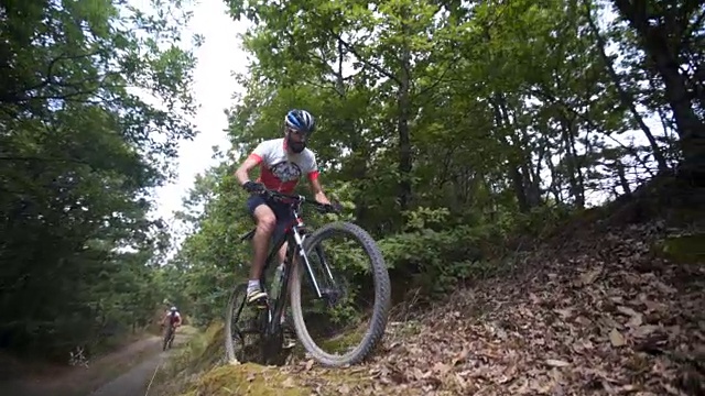 城市山地自行车穿过森林视频素材