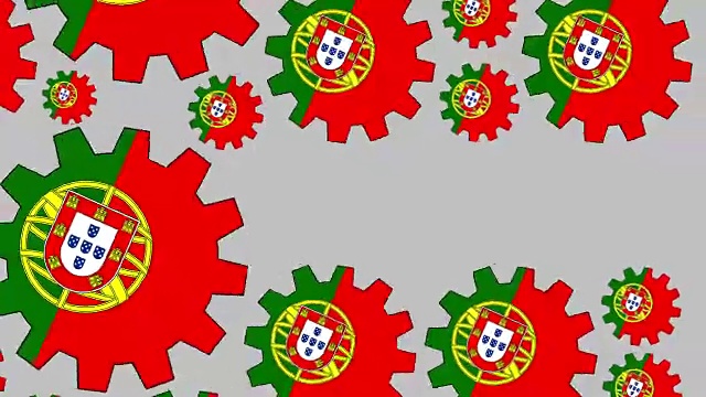 葡萄牙国旗齿轮塑造欧元符号视频下载