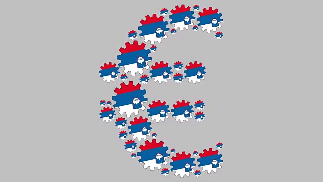 斯洛文尼亚国旗齿轮塑造欧元符号视频下载