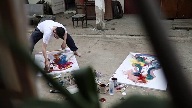 艺术家在户外工作视频素材