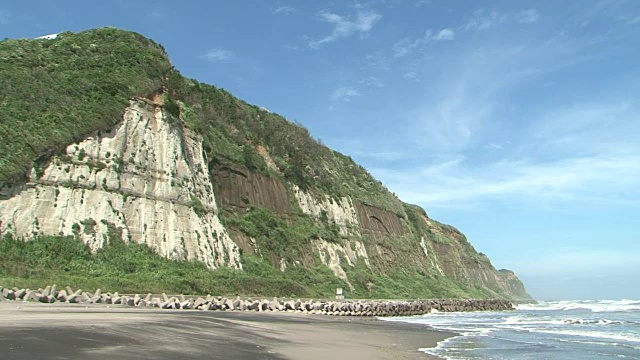日本千叶久久栗岛海滩上的Byobugaura悬崖视频下载