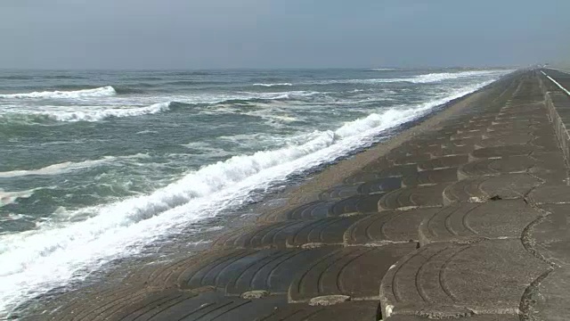日本千叶久宿岛海滩上的侵蚀节点海岸视频下载