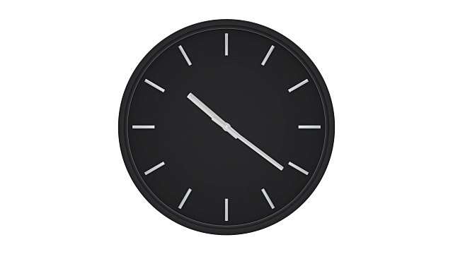 优雅的黑色时钟，没有数字，显示流逝的时间。视频素材