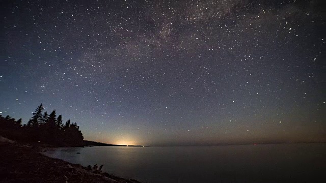 苏必利尔湖上的银河时光流逝视频素材