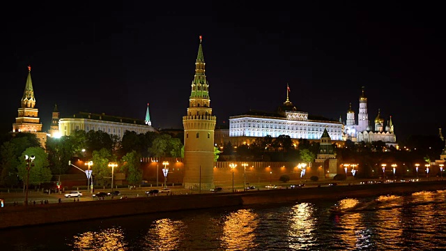 莫斯科，克里姆林宫夜景。视频素材