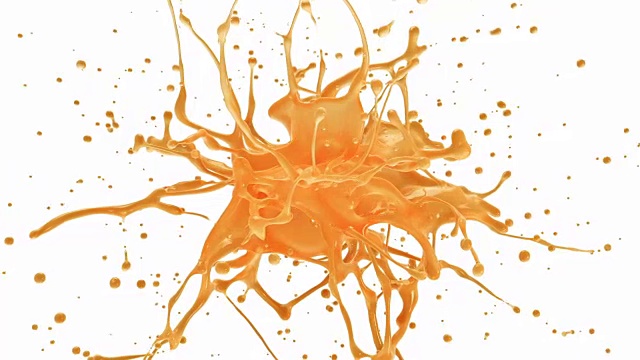 橙汁或葡萄柚汁的慢动作爆炸。水果液滴飞溅视频素材
