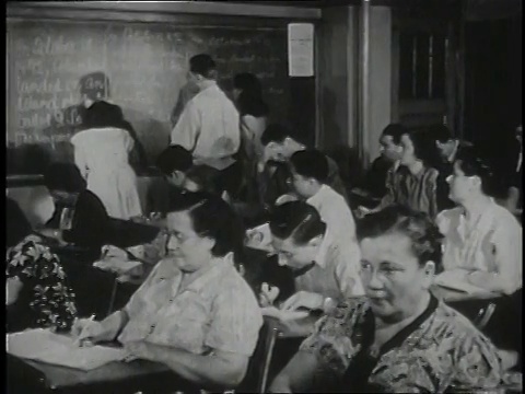 1946蒙太奇移民课堂/美国视频素材