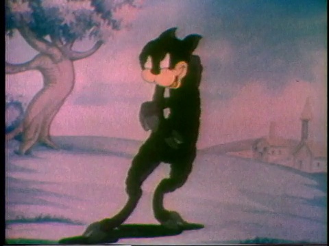 1935年蒙太奇卡通猫鸭跳舞视频素材