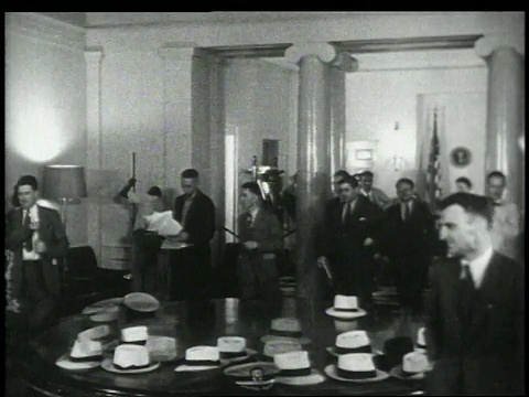 1948年，在白宫会议上的蒙太奇记者/华盛顿特区，美国视频素材