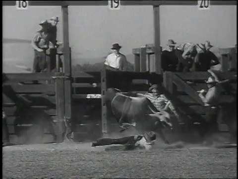1939年蒙太奇牛仔竞技比赛/利弗莫尔，加利福尼亚，美国视频素材